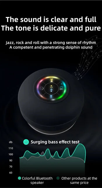 Portable Wireless RGB Shower Speaker With Suction Cup