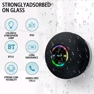 Portable Wireless RGB Shower Speaker With Suction Cup